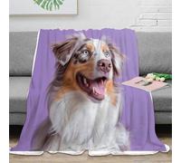 XPZABCDEG Cozy 3D Printed Australian Shepherd Blanket Microfiber Soft Home Decor Dog Pattern Throw Blanket for Sofa Bed 40x50inch(100x130cm)