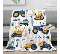XPZABCDEG Cute Construction Vehicle 3D Printed Blanket Microfiber Sofa Decor Construction Truck Throw Blanket for Adults Teens 40x50inch(100x130cm)