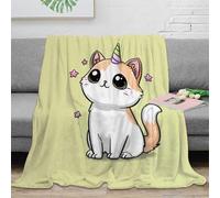XPZABCDEG Cute Style 3D Printed Cat Unicorn Blanket Microfiber Home Decor Cat Throw Blanket for Sofa Bedroom 40x50inch(100x130cm)