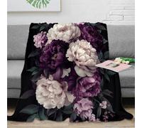XPZABCDEG Elegant Floral 3D Printed Blanket Microfiber Home Decor Peony Throw Blanket for Sofa Bedroom Gift 40x50inch(100x130cm)