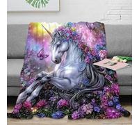 XPZABCDEG Fantasy Unicorn 3D Printed Blanket Microfiber Home Decor Unicorn Throw Blanket for Adults Teens Sofa Bedroom 40x50inch(100x130cm)
