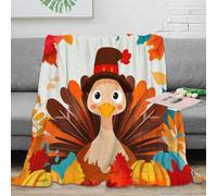 XPZABCDEG Festive 3D Printed Turkey Pattern Blanket Microfiber Home Decor Autumn Throw Blanket for Sofa Bedroom 40x50inch(100x130cm)