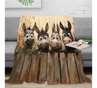 XPZABCDEG Funny Animal 3D Printed Blanket Microfiber Home Decor Donkey Cartoon Throw Blanket for Adults Sofa Bedroom Gift 40x50inch(100x130cm)