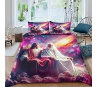 XPZABCDEG Jesus - Religion 3D Quilt Cover Set Unique Design Microfiber Wise Figure 3 Piece Bedding with Pillowcases Home Decoration Super King（260x220cm）
