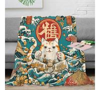 XPZABCDEG Lucky Cat 3D Printed Blanket Microfiber Sofa Decor Japanese Cat Cartoon Throw Blanket for Adults Teens Gift 40x50inch(100x130cm)