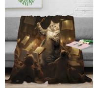 XPZABCDEG Magical Fantasy 3D Printed Cat Blanket Microfiber Home Decor Cat Mage Throw Blanket for Adults Sofa Bedroom 40x50inch(100x130cm)