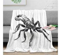 XPZABCDEG Monochrome Scorpion 3D Printed Blanket Microfiber Cozy Home Decor Scorpion Throw Blanket for Sofa Bedroom 40x50inch(100x130cm)