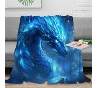 XPZABCDEG Mystic 3D Printed Blue Dragon Blanket Microfiber Soft Home Decor Fantasy Dragon Throw Blanket for Adults Sofa Bedroom 40x50inch(100x130cm)