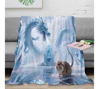 XPZABCDEG Mystic 3D Printed Dragon Blanket Microfiber Home Decor Blue Dragon Throw Blanket for Adults Sofa Bedroom Use 40x50inch(100x130cm)