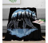 XPZABCDEG Nature Series 3D Printed Bear Blanket Microfiber Home Decor Forest Animal Throw Blanket Warm Soft for Sofa Bedroom 40x50inch(100x130cm)