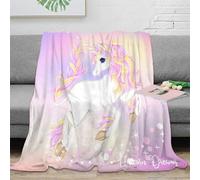 XPZABCDEG Pastel Gradient 3D Printed Unicorn Blanket Microfiber Sofa Decor Unicorn Throw Blanket for Adults Teens Bedroom Soft Warm 40x50inch(100x130cm)
