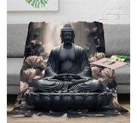 XPZABCDEG Serenity 3D Printed Buddha Blanket Microfiber Home Decor Meditation Lotus Throw Blanket for Adults Sofa Bedroom 40x50inch(100x130cm)