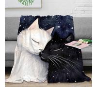 XPZABCDEG Starry Cat Couple 3D Printed Blanket Soft Microfiber Home Decor Cats Throw Blanket for Adults Sofa Bedroom 40x50inch(100x130cm)