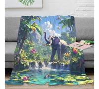 XPZABCDEG Tropical Forest 3D Printed Elephant Blanket Microfiber Home Decor Jungle Animal Throw Blanket Soft Warm Sofa Bed Adult 40x50inch(100x130cm)