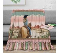 XPZABCDEG Western Cowboy 3D Printed Blanket Microfiber Home Decor Horse Theme Throw Blanket for Sofa Bedroom 40x50inch(100x130cm)
