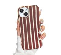 XQAGU Striped Phone Case for iPhone 15 Case Cute Protective Slim Shockproof Cool Trendy Aesthetic-Brown