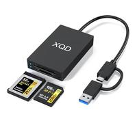XQD Card Reader, 5Gbps USB C/A Dual Slot Adapter Compatible with Nikon D5/Z7 M Series, Lexar 2933x/1400x USB Mark XQD Cards, and SD Cards for Android, Windows, Mac OS, Linux, and iPhone 17/16
