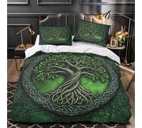 XQGASOEBN 3D Design Printed 3 Pieces Bedding Set Bedroom Decor Design Extra Celtic Tree Symbol Comforter Cover Easy Care Machine Washable for Teens,Youth,Boys Nature Quilt Cover Double（200x200cm）