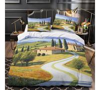 XQGASOEBN 3D Design Printed 3 Pieces Bedding Set Bedroom Decor Super Tuscany Comforter Cover Easy Care Machine Washable for Boys,Kids,Women Italian Countryside Quilt Cover Super king（260x220cm）