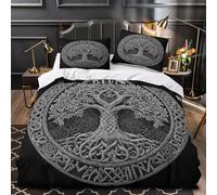 XQGASOEBN 3D Design Printed 3 Pieces Bedding Set Celtic Tree Comforter Cover Home Decor Zipper Extra Easy Care Washable for Boys,Girls,Teens ancient Norse Symbol Quilt Cover Super king（260x220cm）