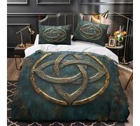 XQGASOEBN 3D Design Printed 3 Pieces Bedding Set Home Decor Super Celtic Knot Quilt Cover Easy Care Machine Washable for Teenagers,Boys,Women Ancient Symbol Duvet Cover Single（140x200cm）
