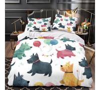 XQGASOEBN 3D Design Printed 3PCs Bedding Set Bed Decor Scotch Terrier Dogs Comforter Cover Hypoallergenic Machine Washable for Girls,Teens,Adults coon Playful Quilt Cover Super king（260x220cm）