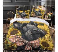 XQGASOEBN 3D Design Printed 3PCs Bedding Set Room Decor Hidden Zipper Super Soft Scotch Terrier Dog Comforter Cover Washable Easy Care for Teens,Women,Kids coon Pet Quilt Cover Single（135x200cm）