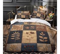 XQGASOEBN 3D Print 3 Pcs Bedding Set Bed Decor Design Extra Nature Embroidery Duvet Cover Washable Wrinkle-Resistant for Children,Boys,Women Botanical Patchwork Comforter Cover Super king（260x220cm）