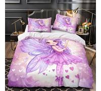 XQGASOEBN 3D Print 3 Pcs Bedding Set Bed Decor Hidden Zipper Super Purple Fairy Magic Comforter Cover Breathable All Season for Girls,Kids,Teens Coon Whimsical Quilt Cover Super king（260x220cm）