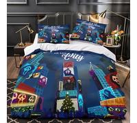 XQGASOEBN 3D Print 3 Pcs Bedding Set Room Decor Hidden Zipper Super Night Cityscape Comforter Cover Washable Hypoallergenic for Kids,Adults,Women Horror Themed Urban Quilt Cover King（220x240cm）