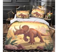 XQGASOEBN 3D Print 3-Piece Bedding Set Bedroom Decor Zipper Closure Soft Triceratops Dinosaur Comforter Cover Machine Washable Hotel Quality for Youth,Teens,Boys Quilt Cover Single（135x200cm）