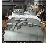 XQGASOEBN 3D Print 3 Pieces Bedding Set Bed Decor Extra Sniper Rifle Comforter Cover Hypoallergenic Machine Washable for Girls,Teens,Adults Military Tactical Quilt Cover King（220x240cm）