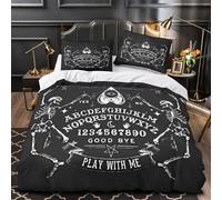 XQGASOEBN 3D Print 3 Pieces Bedding Set Bed Decor Hidden Zipper Extra Ouija Board Comforter Cover Hypoallergenic Machine Washable for Girls,Teens,Adults Gothic Horror Quilt Cover Single（140x200cm）