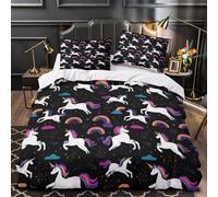 XQGASOEBN 3D Print 3 Pieces Bedding Set Room Decor Zipper Ultra Soft Unicorns Galloping Comforter Cover Durable Easy Care for Children,Teens,Women Fantasy Coon Quilt Cover Single（135x200cm）