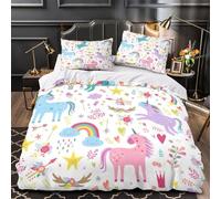 XQGASOEBN 3D Print 3PCs Bedding Set Home Decor Design Extra Soft Unicorns Dancing Duvet Cover Easy Care Hotel Quality for Teenagers,Boys,Women Coon Fantasy Comforter Cover Single（135x200cm）