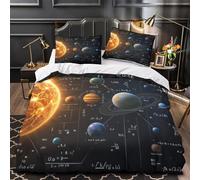 XQGASOEBN 3D Print 3PCs Bedding Set Home Decor Zipper Super Soft SolarSystem Quilt Cover Durable Wrinkle-Resistant for Adults,Kids,Girls SpaceScience Duvet Cover Super king（260x220cm）