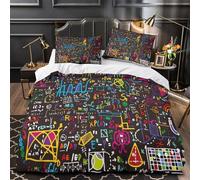 XQGASOEBN 3D Printed 3 Pcs Bedding Set Home Decor Extra Math Formulas Quilt Cover Hypoallergenic Wrinkle-Resistant for Adults,Girls,Children Colorful Educational Duvet Cover Double（200x200cm）