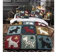 XQGASOEBN 3D Printed 3 Pcs Bedding Set Home Decor Super Scotch Terrier Quilt Comforter Cover Durable Anti-allergic for Girls,Teens,Adults Dog Quilt Cover Super king（260x220cm）