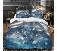 XQGASOEBN 3D Printed 3-Piece Bedding Set Room Decor Hidden Zipper Super Wolf Trio Comforter Cover Washable Hypoallergenic for Kids,Adults,Women Fantasy Quilt Cover Super king（260x220cm）