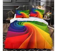 XQGASOEBN 3D Printed 3-Piece Bedding Set Room Decor Ultra Rainbow Swirl Comforter Cover Hypoallergenic Easy Care for Kids,Youth,Teens Abstract Color Quilt Cover Single（135x200cm）