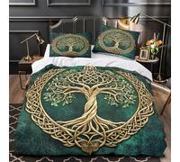 XQGASOEBN 3D Printed 3 Pieces Bedding Set Home Decor Zipper Closure Design Celtic Tree Duvet Cover Easy Care Hotel Quality for Teenagers,Boys,Women ornamental Celtic Comforter Cover Single（135x200cm）
