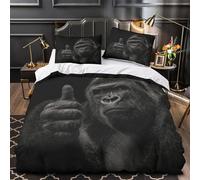 XQGASOEBN 3D Printed 3 Pieces Bedding Set Home Decor Zipper Closure Extra Soft Gorilla Thumbs Up Comforter Cover Durable Machine Washable for Children,Kids,Women Quilt Cover Single（135x200cm）