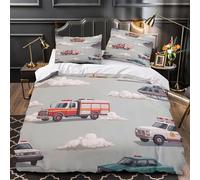 XQGASOEBN 3D Printed 3 Pieces Bedding Set Room Decor Zipper Extra Soft Emergency Vehicles Comforter Cover Hypoallergenic All Season for Adults,Kids,Teens Coon Kids Quilt Cover Single（140x200cm）