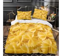 XQGASOEBN 3D Printed 3PCs Bedding Set Bedroom Decor Zipper Closure Super Pasta Shapes Quilt Cover Machine Washable Easy Care for Kids,Teens,Adults Italian Cuisine Duvet Cover Double（200x200cm）