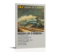 XQHMEP Album Poster for Blur-Modern Life Is Rubbish Poster Canvas Wall Art for Home Living Room Bedroom Decor Painting 12x18inch(30x45cm) Frame-style