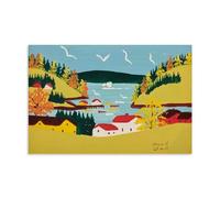 XQHMEP Boats in The Harbour, Sandy Cove Poster by Maud Lewis Poster Canvas Wall Art for Home Living Room Bedroom Decor Painting 12x18inch(30x45cm) Unframe-style
