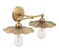 XQIDIANAA 2 Lights Vintage Metal Wall Sconce Brass Finished, Flower Design Wall Lamp Fixture, Home Decor Art Wall Light Hardwired Farmhouse Lighting for Living Room Hallway Bedside