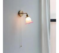 XQIDIANAA 5.5inch Modern Wall Sconces, 1-Light Sconces Wall Lighting, Industrial Bathroom Vanity Light Fixture with Glass Shade, Gold Finish