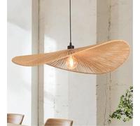 XQIDIANAA Boho Wicker Pendant Light, Small Woven Paper Rope Hanging Light Fixture, Height Adjustable Cord, E26 Socket, Farmhouse Rustic Ceiling Pendant for Kitchen Island Bedroom Hallway