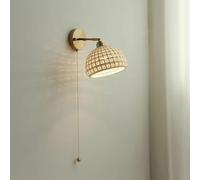 XQIDIANAA Vintage Brushed White Wall Sconce Mid Century Modern Ceramic Glass Wall Light Fixture Rustic Globe Wall Lamp Antique Brass Hallway Wall Mount Lights for Bedroom Bedside Living Room